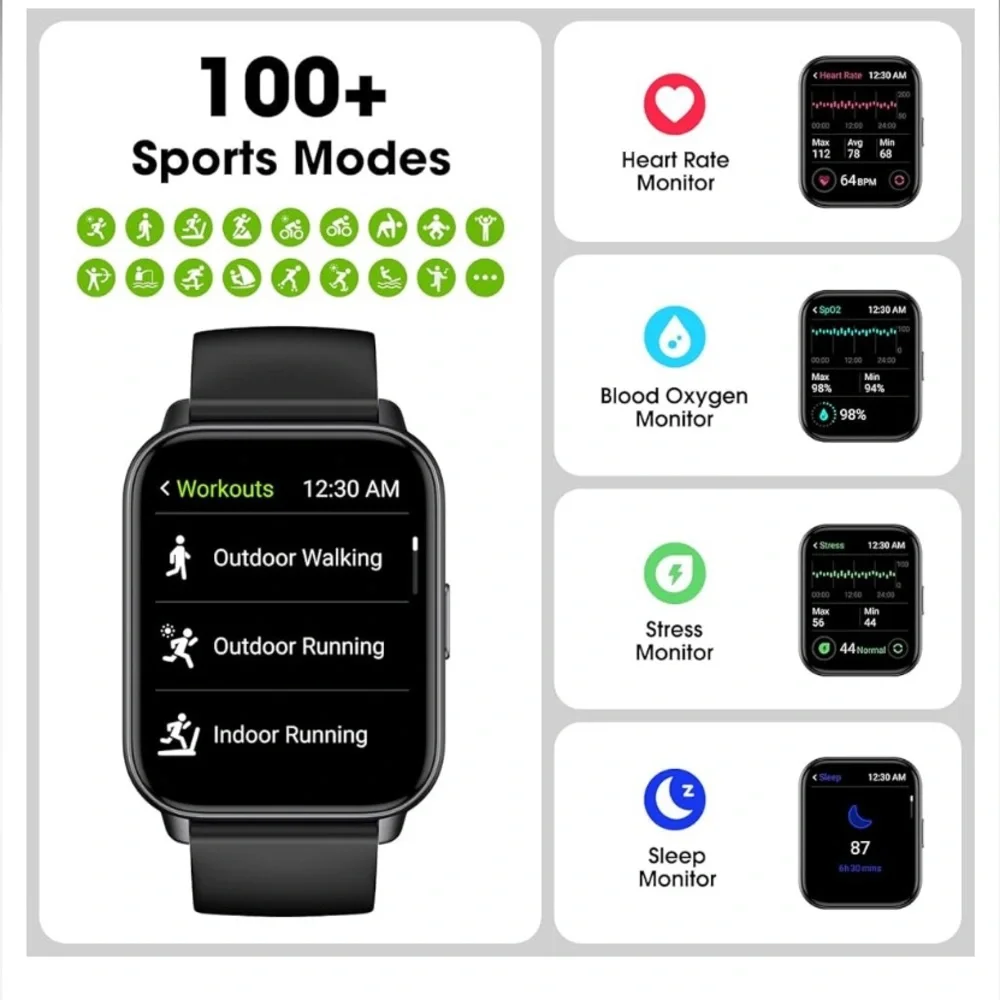 Smartwatch with Black Band by M2